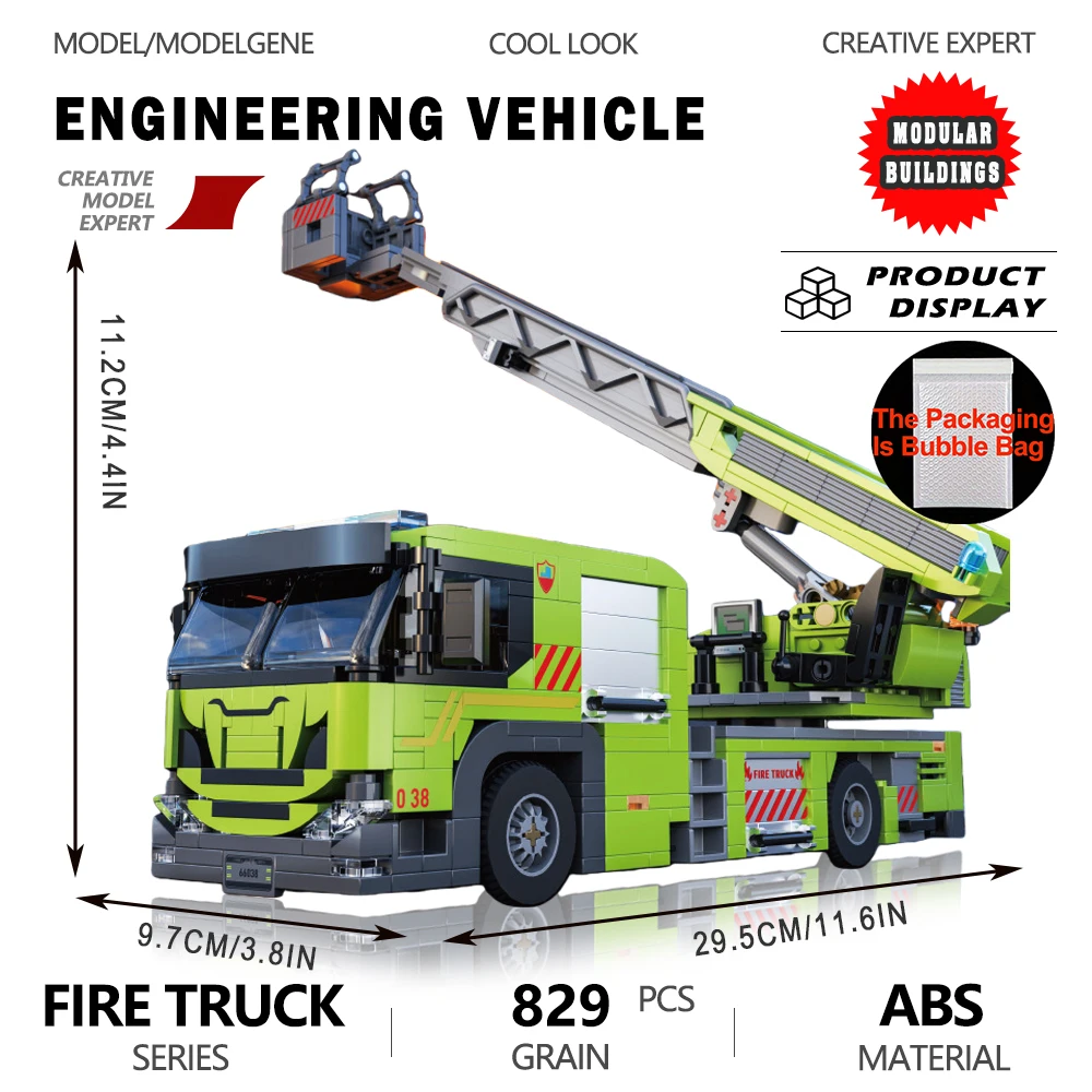 

Городская пожарная машина, строительные блоки, кирпичи, модель инженерной машины, сборочный набор, кирпичи, украшение стола, игрушки для взрослых, подарки для мальчиков