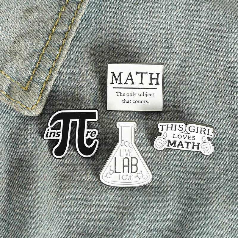 Love Math Enamel Pins Custom π Inspire Lab Educational Brooch Lapel Badge Bag Cartoon Jewelry Gift for Kid Friend