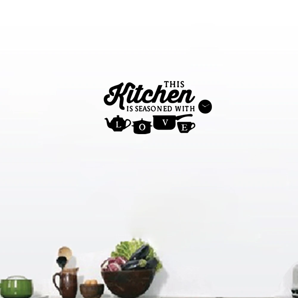 

1 pc nice kitchen tools with love Wallsticker Self Adhesive Vinyl Waterproof Wall For kitchen Art Decal Decor wallpaper