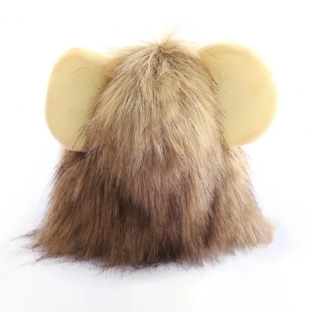 Pet Lion Mane Wig Dogs Fuzzy Headgear with Ears Pet Dress-up Costume Plush Cat Hood for Halloween Christmas Party