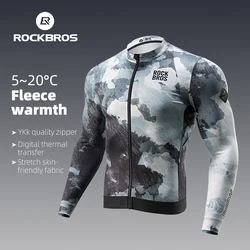 ROCKBROS Winter Cycling Jersey Windproof Warm Fleece Long Sleeves Profession Cycling Jersey Top Bike Jacket Men Cycling Clothing