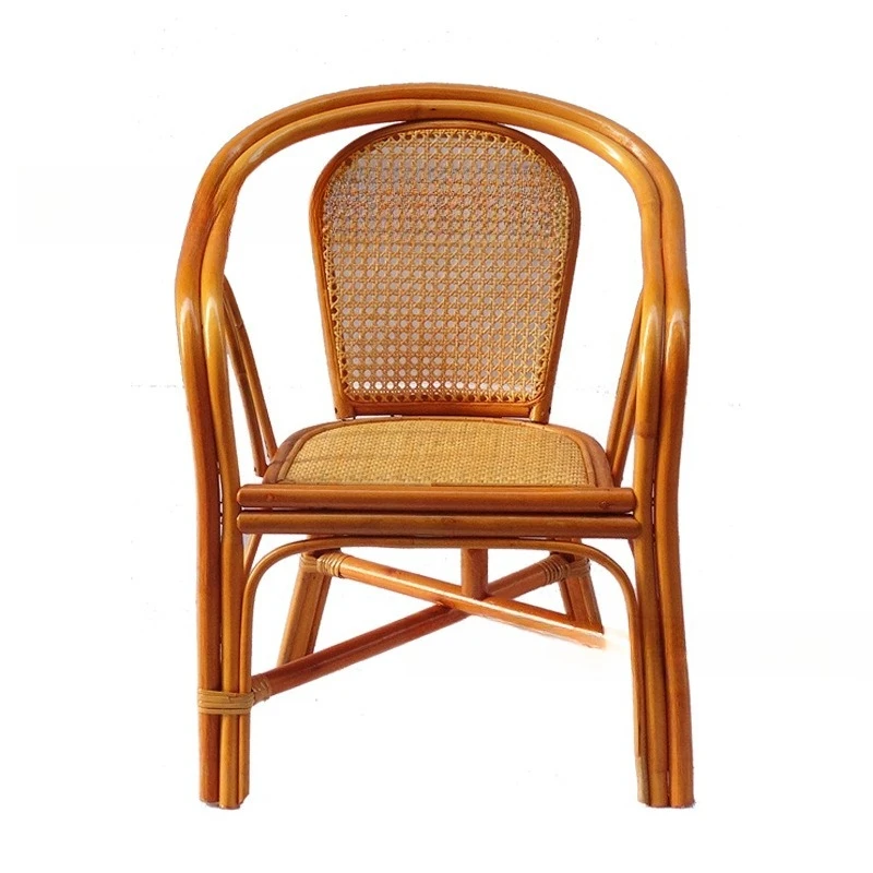 

Small rattan chair, real rattan leisure outdoor balcony household children adult elderly armrest back chair