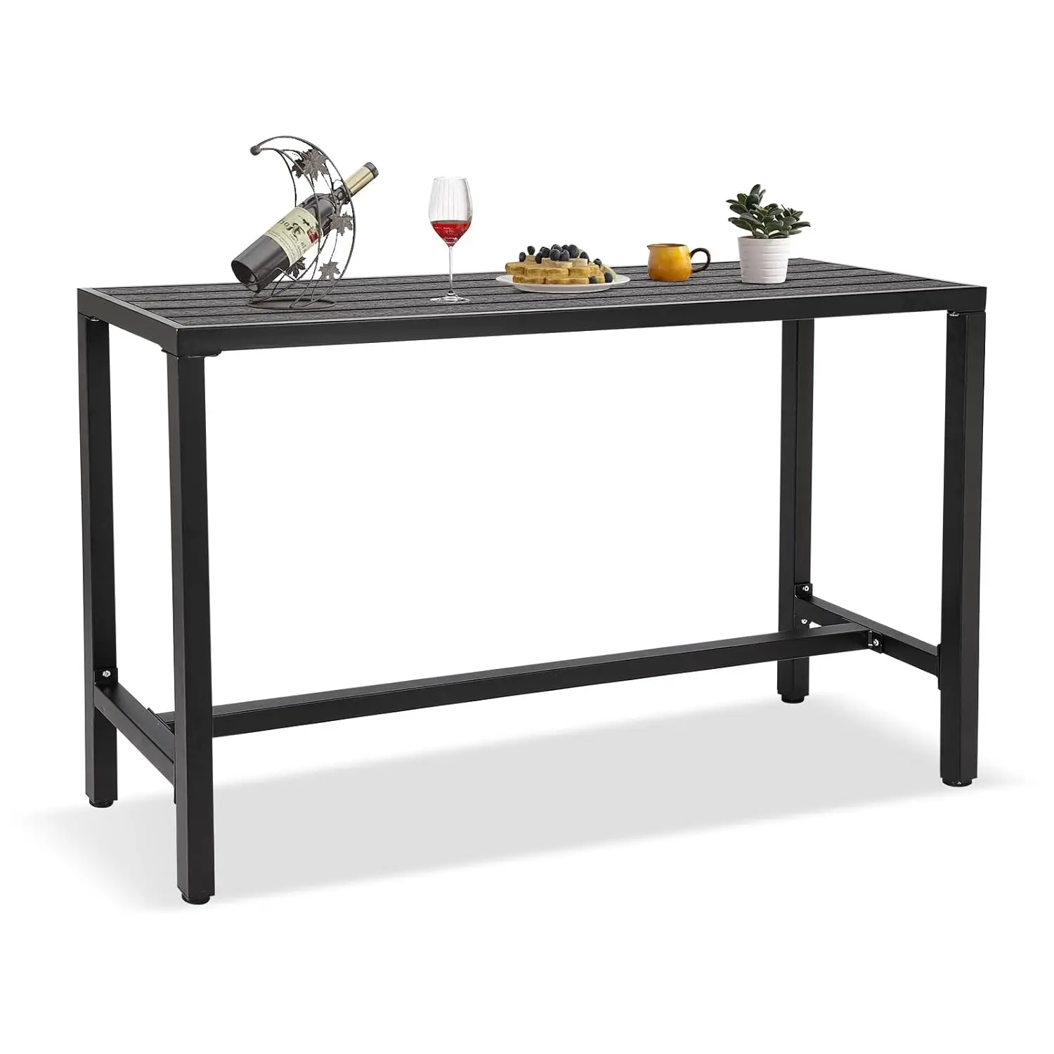 

Уличный барный стол, 63-дюймовый черный стол-стойка для патио, уличный консольный стол, устойчивый к непогоде, на заказ