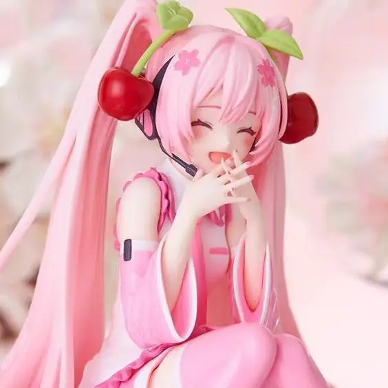 New Hatsune Miku Anime Figures Pink Dress PVC Model Action Toys Cherry Pink Cherry Blossom Decoration Collect Fans Gifts