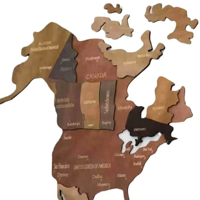 High Quality and the Best Price 3D World Map Puzzle Wall Decoration Hanging Wall Wooden Living Room World Map