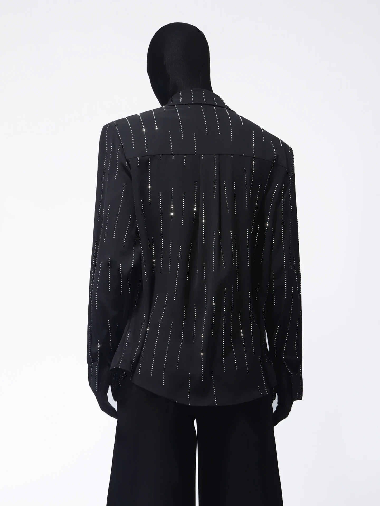 2025 New Korean Fashion Trendy Men's High-End Heavy Rhinestone Long Sleeve Shirt Loose Casual Versatile Draped Shirt