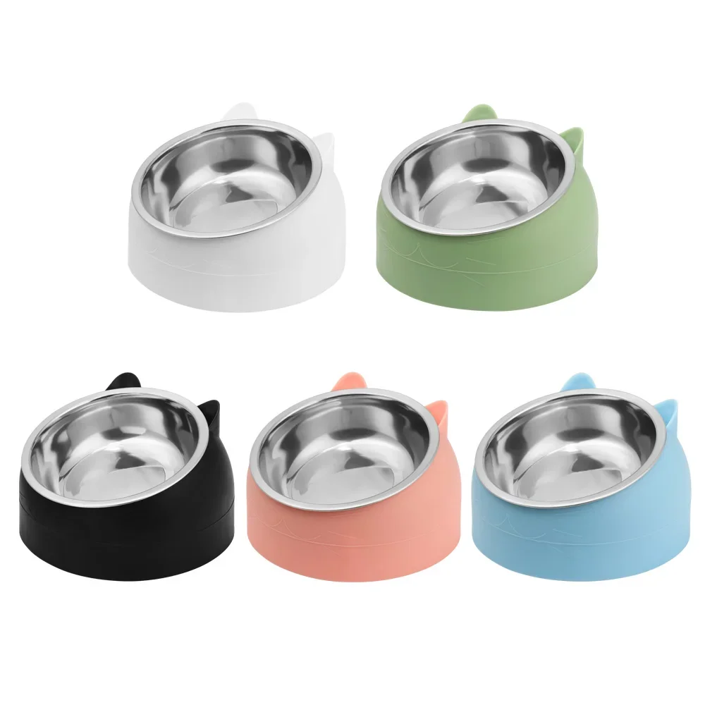 Non-Slip Raised Dog Bowl, Puppy Base, Food Drinking Water Feeder,Tilt Safety Guard, Neck Pet Bowl Accessories, 400ml, 15 Degrees