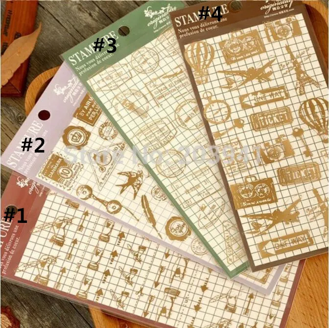 1pcs/lot Kawaii Gilding Stamp series PVC Adhesive Bubble Sticker Decorative Children Stickers DIY Stickers Gifts For Kids