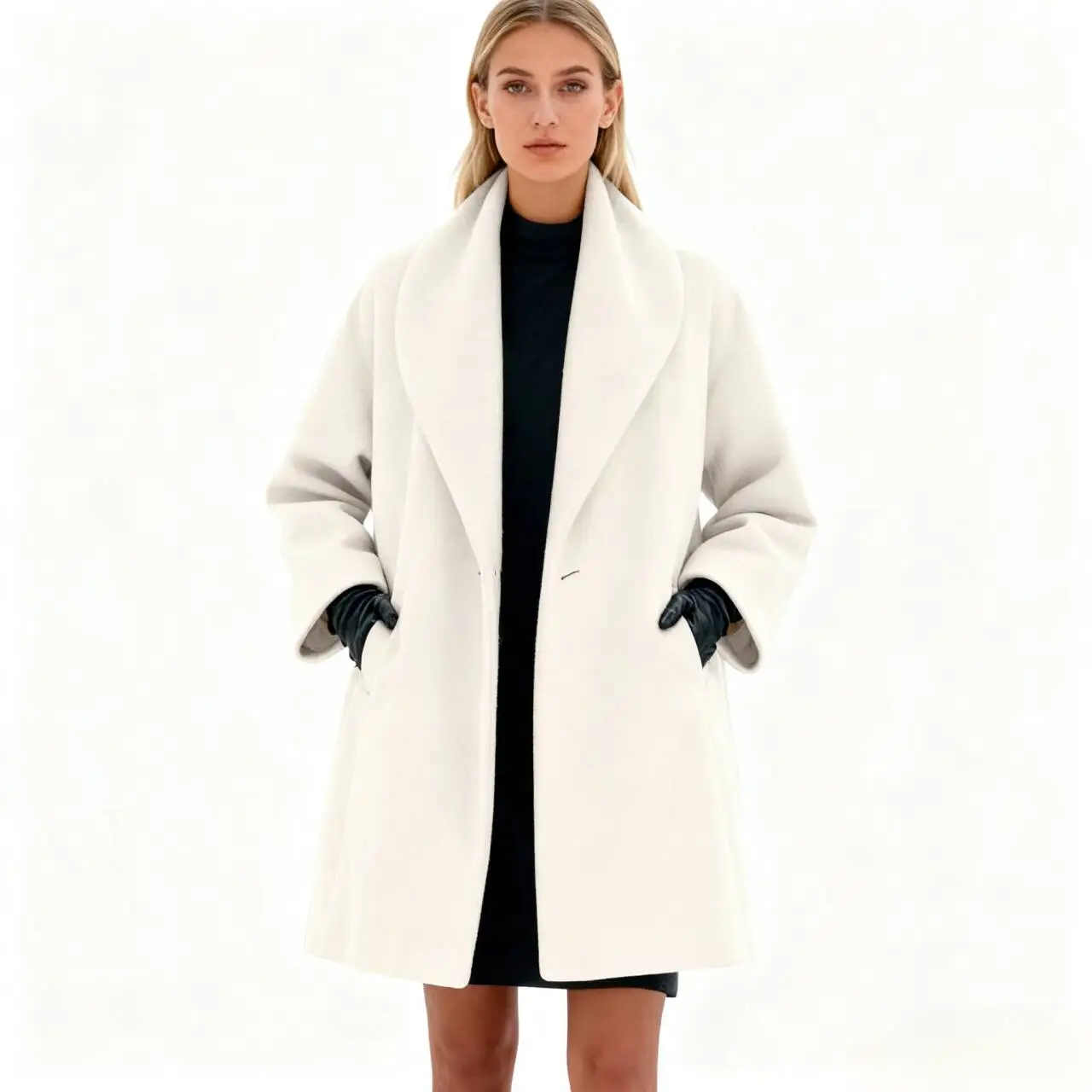 

Шерстяные пальто, женское шерстяное пальто, бежевое зимнее вельветовое клетчатое пальто на подкладке, съемный укороченный воротник-стойка на пуговицах, плиссированное