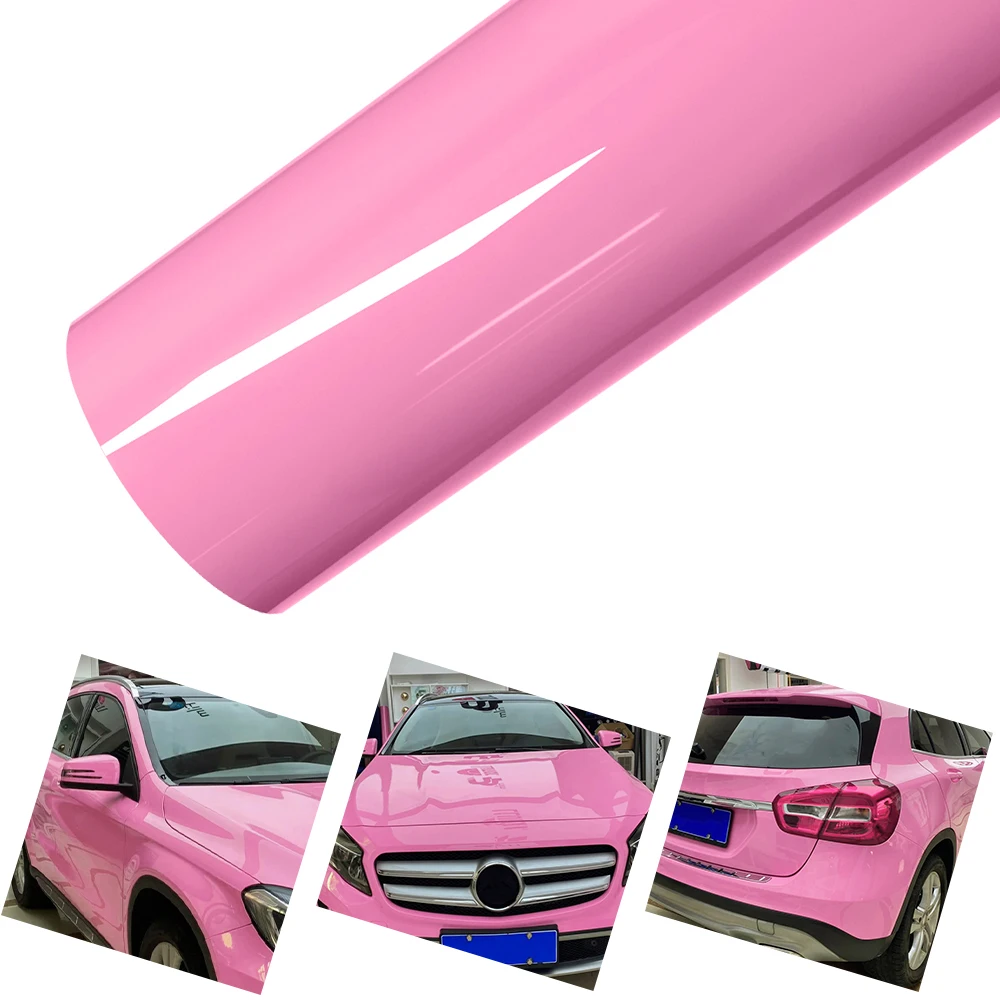 

Car Vinyl Film PET Crystal Barbie Pink Auto Vinyl Wrapping Decal Self Adhesive Motorcycle Vehicle Body Creative Decoration Film