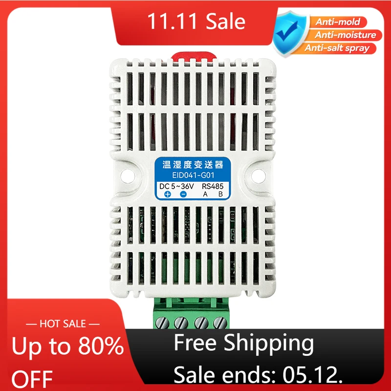 SHT30 AHT20 Temperature and Humidity Sensors CDSENET EID041-G01 Seris RS485 Modbus RTU DC5-36V Din Rail Installation