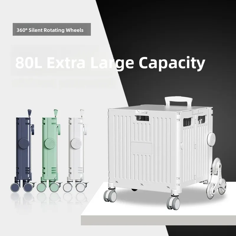 

Portable Folding Shopping Cart Lightweight Camping Trailers Small Pulling Car Stalls Load Bearing Trolleys Vegetable Buying C...