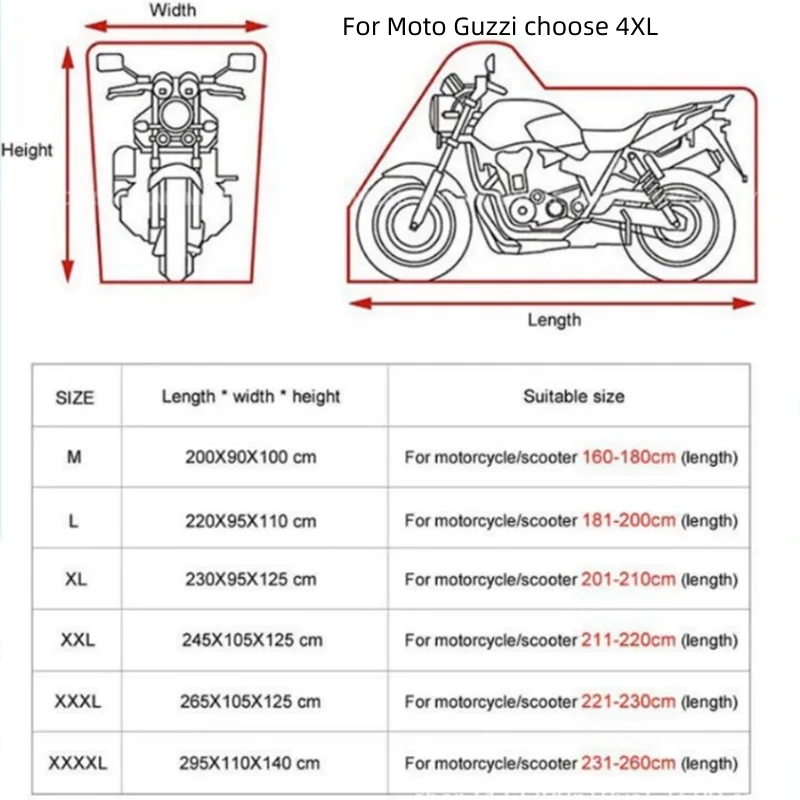 For Moto Guzzi Breva 850 1100 1200 GRISO BREVA 1100 NORGE 1200 GT8V BREVA 750 V7 Motorcycle Cover Outdoor Waterproof Protector