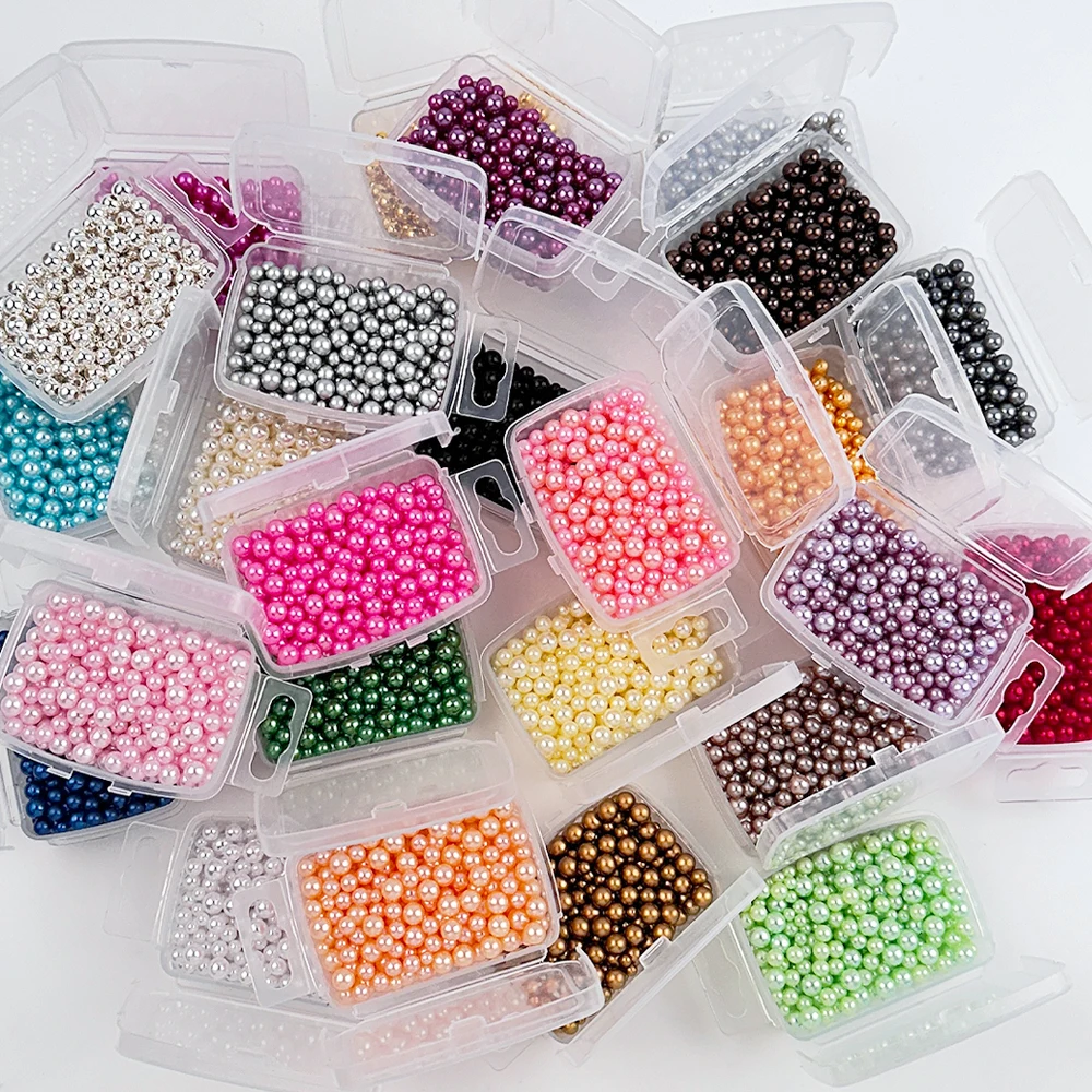 1 Box 3/4/5mm Random Mix No Hole Bead Plastic Pearl Bead For Women DIY Nail Art Garment Decoration A0564