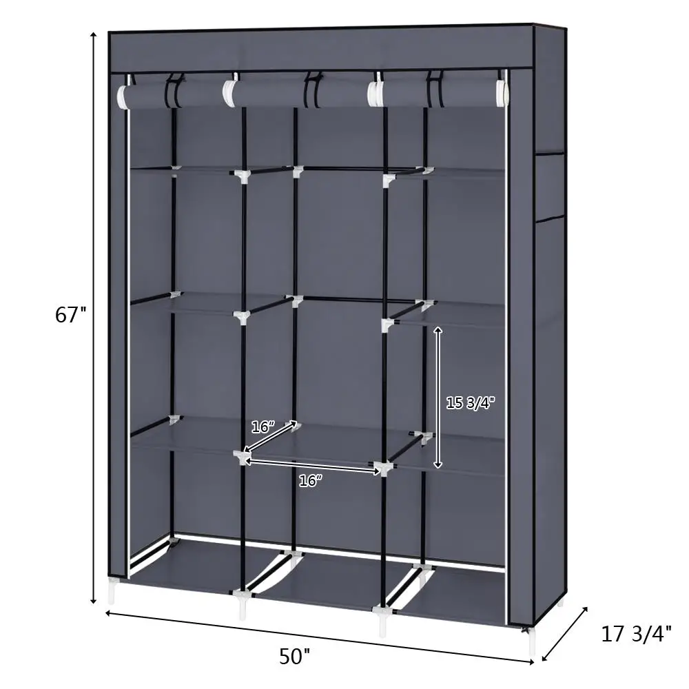 Armoire portable avec 10 étagères, solution de rangement pour Cisco, assemblage facile, gris, gain de place supplémentaire, 67 évaluations