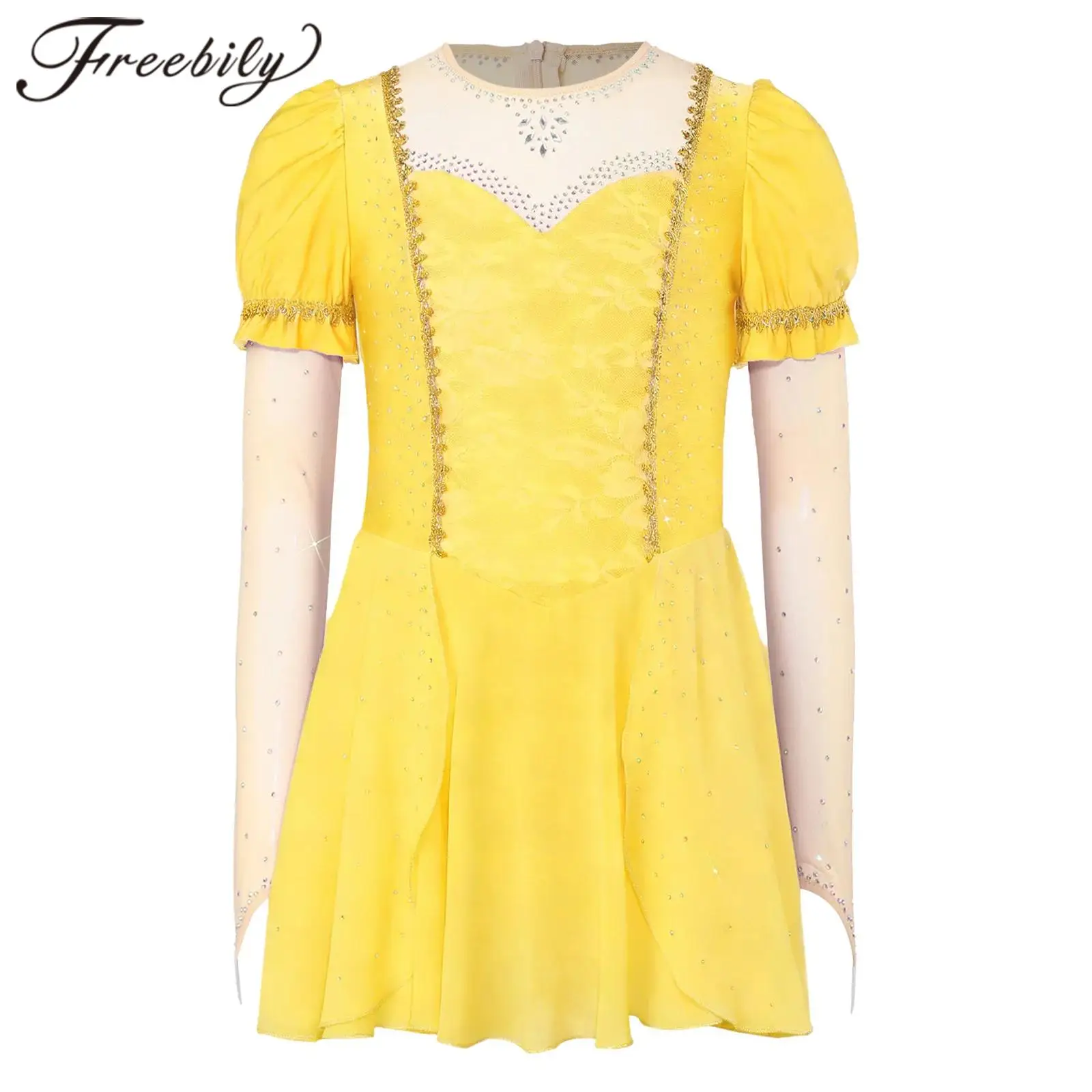 

Girls Princess Fancy Dress Kids Dance Dress Children Birthday Party Ball Gown Rhinestones Festival Stage Performance Costume