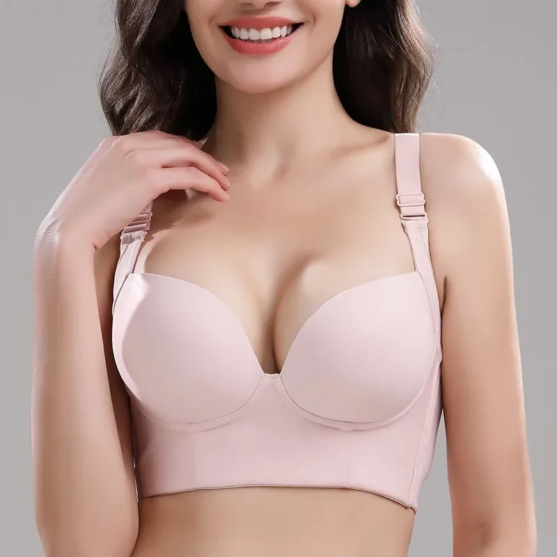 

Wire Free Women Bra Lingerie Solid 3/4 Cup Adjustable Bras for Women Basic Underwear Women Push Up Bra Female Clothing Bralette