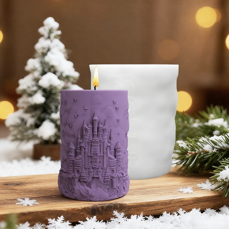 Fantasy Epic Dragon Perching on Castle Candle Mold Creative Candle DIY Mold Moonlight Cloud 3D Relief Design Mold view 6