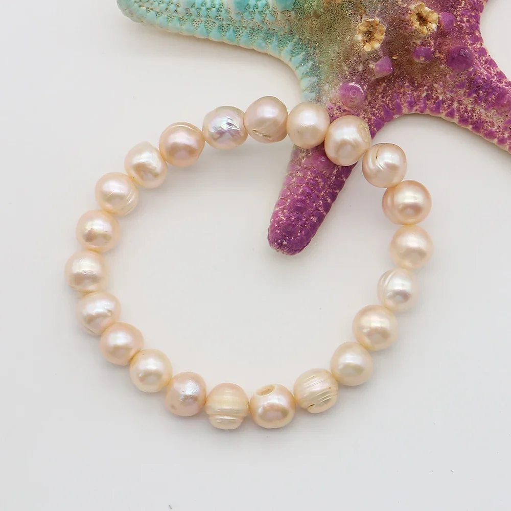 Light Luxury Natural Threaded Round Colorful Baroque Pearl Beaded Straight-hole Finished Bracelet Jewelry Gift Clothing Matching