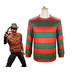 Freddy Krueger Cosplay Costume Adult Red Green Striped Top Suit Freddie Krueger Halloween Party Stage Performance Clothes