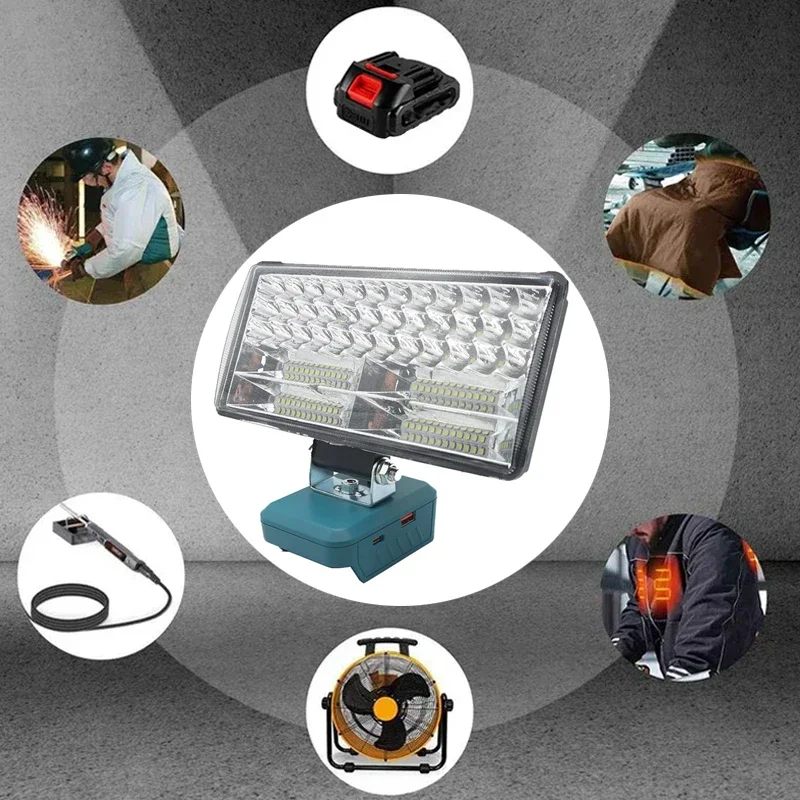 Imagem -04 - Led Work Light Lanterna para Makita 18v Lâmpada Bl1430 Bl1830 18v Bateria Fit para Lomvum Zhipu Hongsong Carro Camping Iluminação