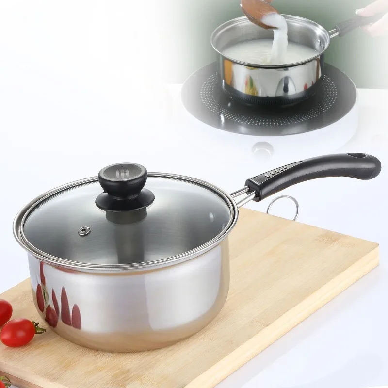 Double Ear Stainless Steel Small Milk Pot 18cm Baby Food Pot Noodle Pot Non Stick Induction Cooker Milk Soup Pot