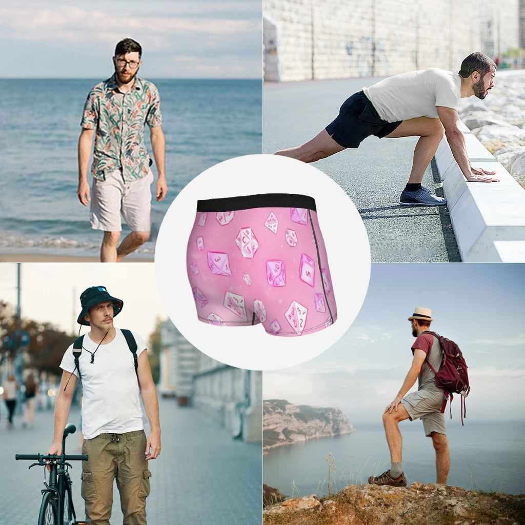 Pastel Pink Aesthetic Dice Pattern DnD Game Underpants Cotton Panties Men\'s Underwear Comfortable Shorts Boxer Briefs