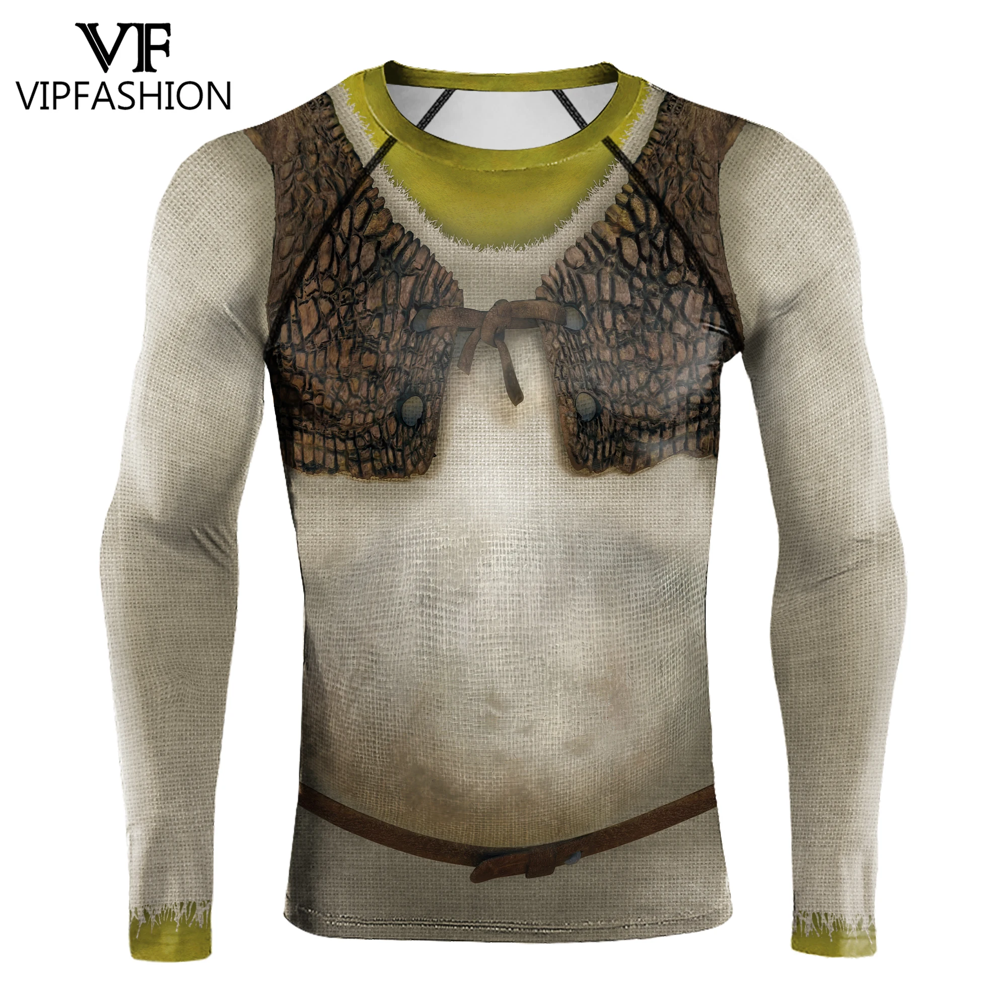 

VIP FASHION Men Halloween Green Monster Compression Shirt Movie Cosplay T-shirt Festival Party Costume Superhero Novelty Clothes