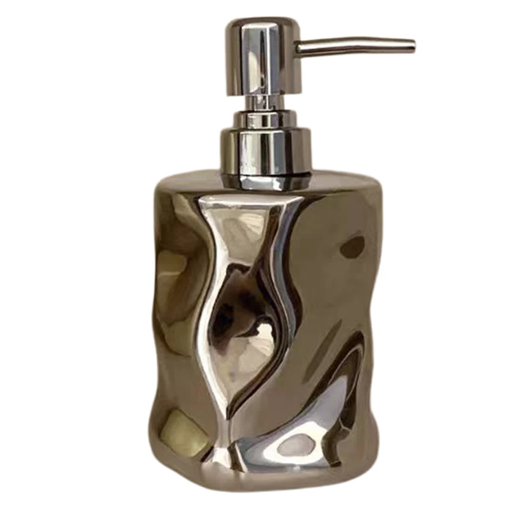 

Ceramic Lotion Bottle Light Luxury Irregular Silver Soap Dispenser Hand Sanitizer Shower Gel Sub-bottling Bathroom Accessories
