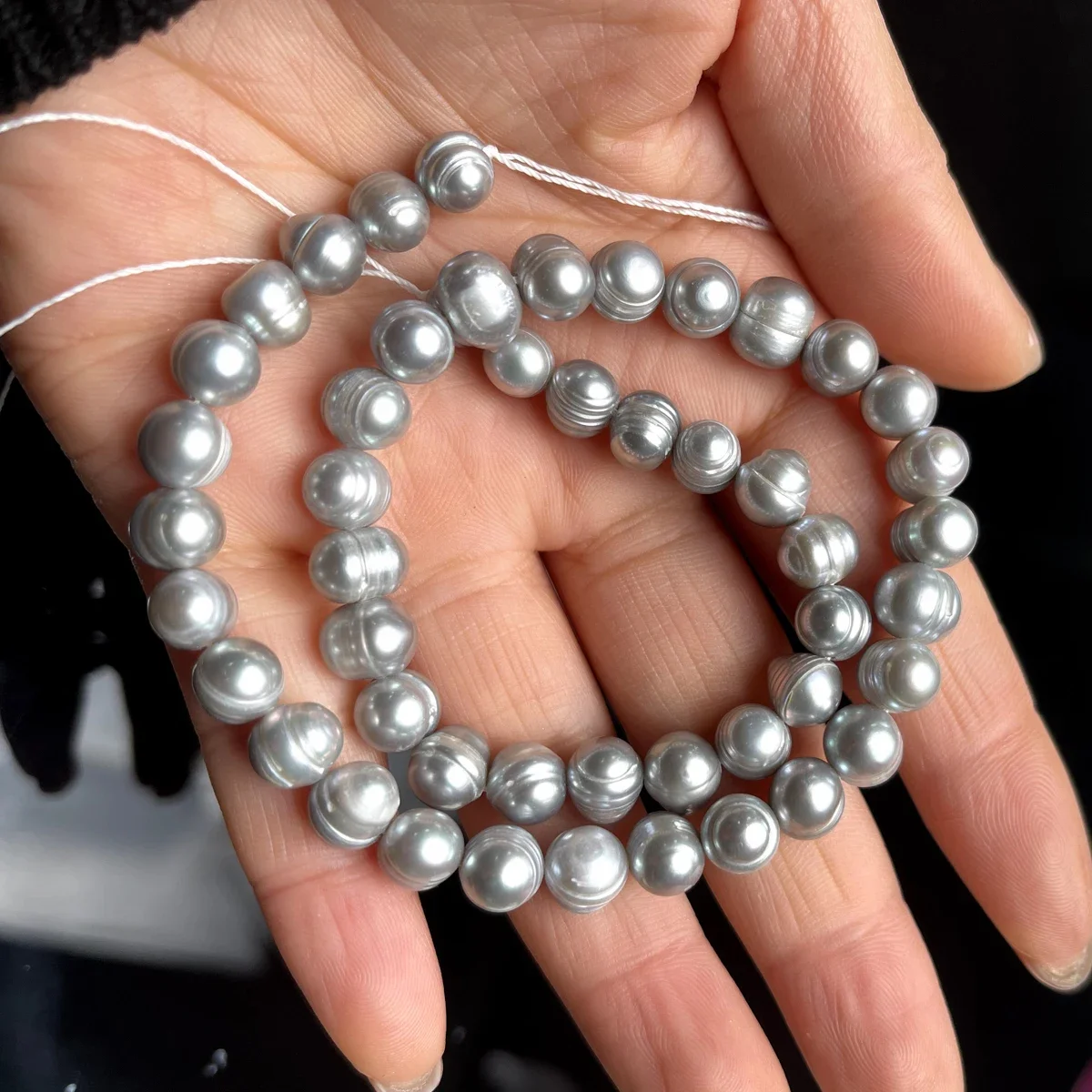 Natural Freshwater Pearl Beads Elegant Grey Genuine Oval Pearl Bead for Jewelry Making DIY Nacklace Bracelet Accessories