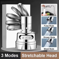 3 Modes Kitchen Sink Faucet Extender with Stretchable Hose 360 Degree Rotatable Faucet Nozzle Adapter Home Water Saving Bubbler