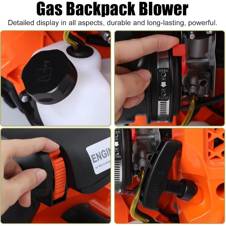 Backpack Gas Powered Leaf Blower 80CC 900CFM 2-Stroke with 6800RPM for Efficient Lawn and Garden Care Ideal for Snow and Grass