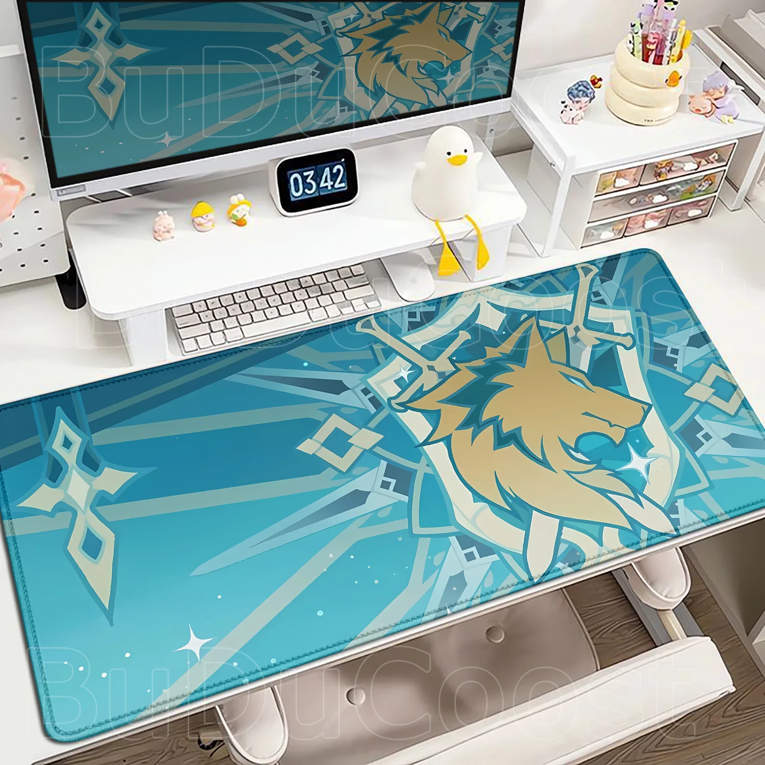 Large Anime Game Varka Mousepad Non-slip Rubber Gaming Genshin Impact Mouse Pad Keyboard Mat Computer PC Laptop Pad XXL Desk Mat