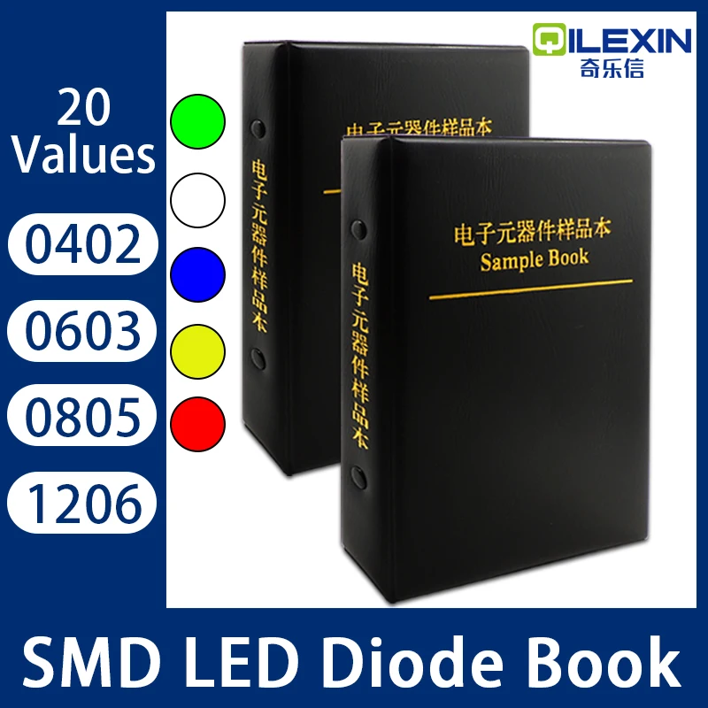 SMD LED ديود عينة كتاب 0402 0603 0805 1206 أحمر/أصفر/أزرق/أخضر/أبيض عالية السطوع الباعثة للضوء خرزة مصباح 20 قيم
