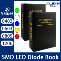SMD LED Diode Sample Book 0402 0603 0805 1206 Red/Yellow/Blue/Green/White High-brightness Light-emitting Lamp Bead 20Values