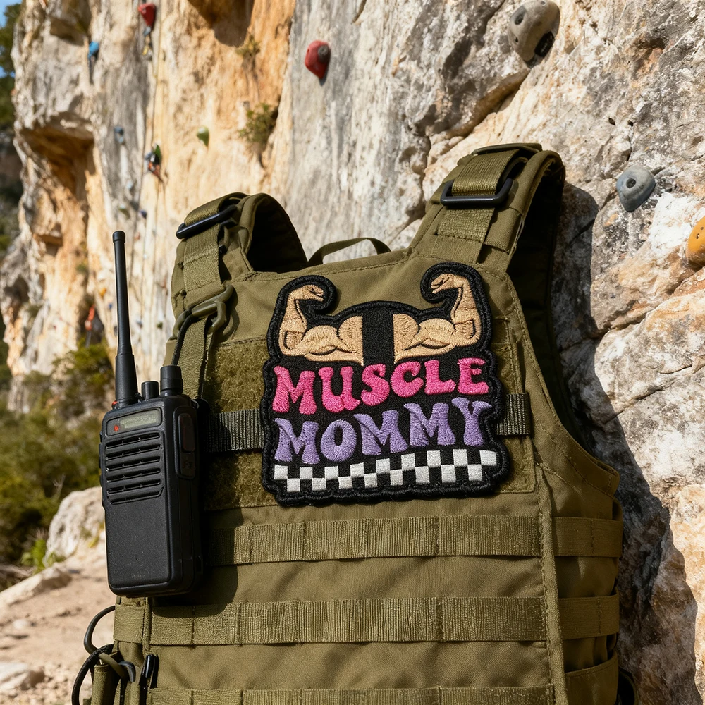 MUSCLE MOMMY 刺繍ワッペン ボディビルディング生地縫い付けアップリケ ジャケット肩用 DIYクラフト