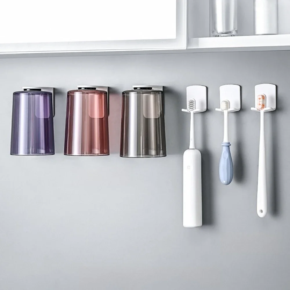 Magnetic Back Flip Cup,Transparent And Simple Household Toiletry Cup,Wall-Mounted Toothbrush Cup,Toothbrush Holder Shelf