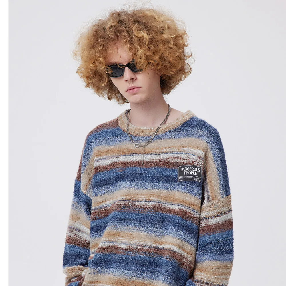 2023 dsp Stripe Unisex Sweater Autumn Winter clothes Fashion Loose Couple T-Shirt men sweaters pullover coat sweter hombre