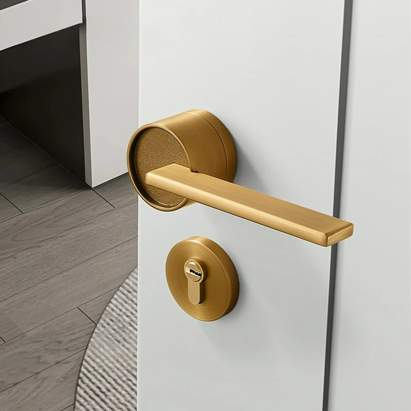 Light Luxury Bedroom Door Lock, Silent Wooden Door Handle, Copper Core Interior Split Handle, Universal Room Door Lock