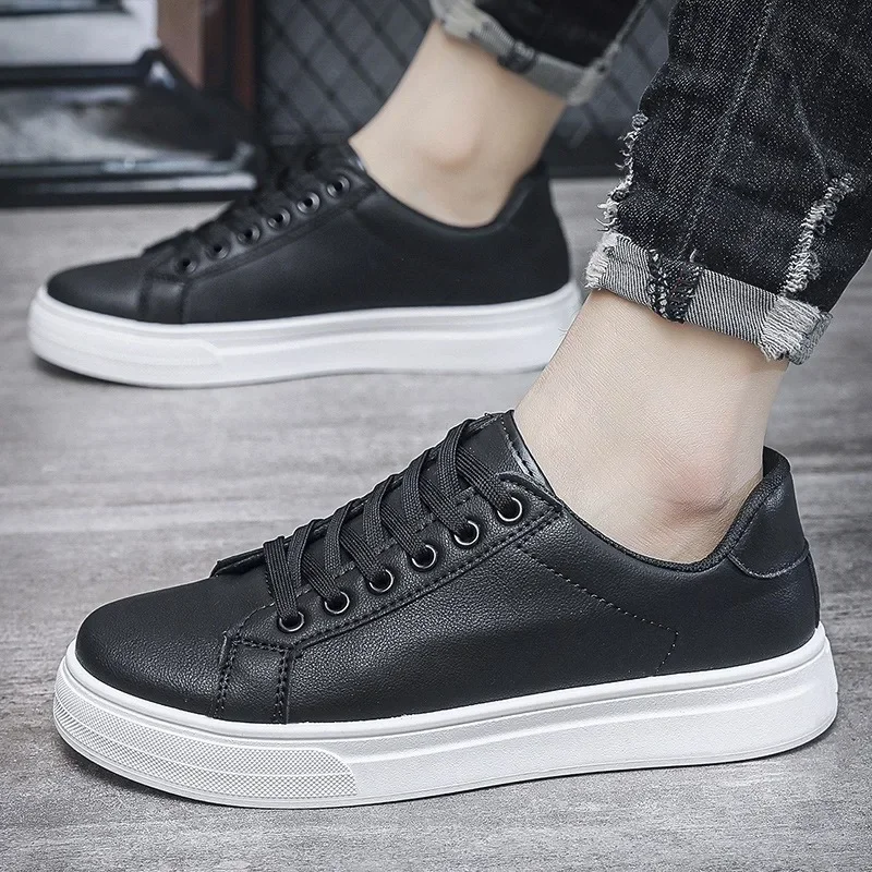 

Solid color Fashion Men's Casual Shoes AutumnNew Comfortable Lace Up Sneakers Waterproof Leather Vulcanize Shoes Tenis Masculino