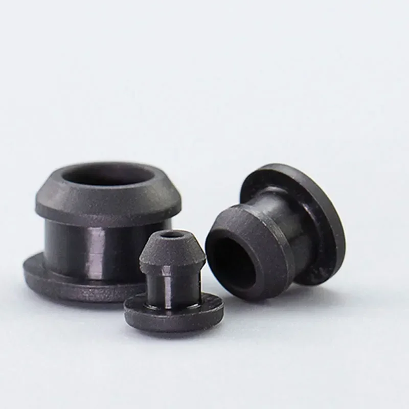 Food Grade Silicone Rubber Conical Snap-on T Type Plug Blanking End Caps Tube Inserts Bung 2.5-50.6mm Black