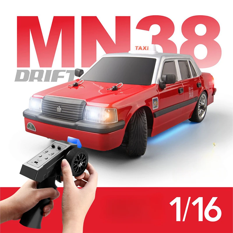 

MN Mn38 Full Scale 1:16 Rc Remote Control Classic Hongkong Taxi Controllable Atmosphere Lamp Drift Car Family Interactive Toys