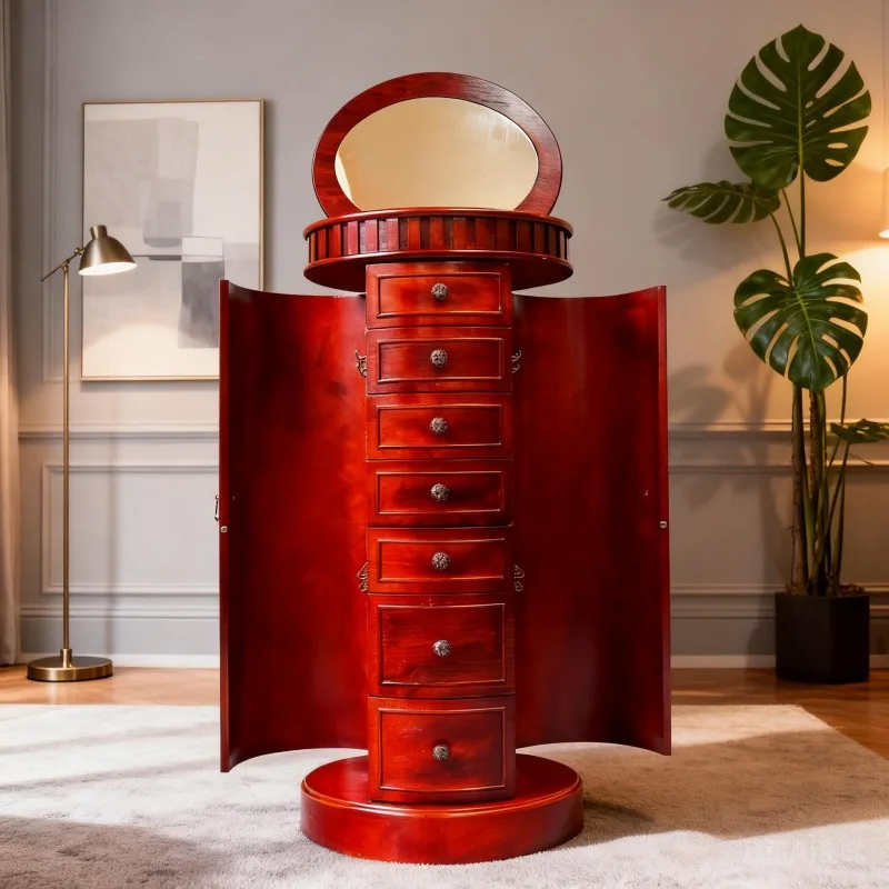 xk-Customized Modern Circular Pattern Organizer Standing Jewelry Storage Box 7-Drawer Wooden Bedroom & Living Room Cabinet*