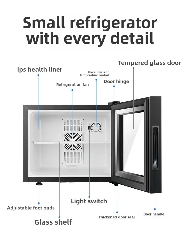 Commercial clear Glass Stainless Steel Small Beverage Refrigerator for Hotels