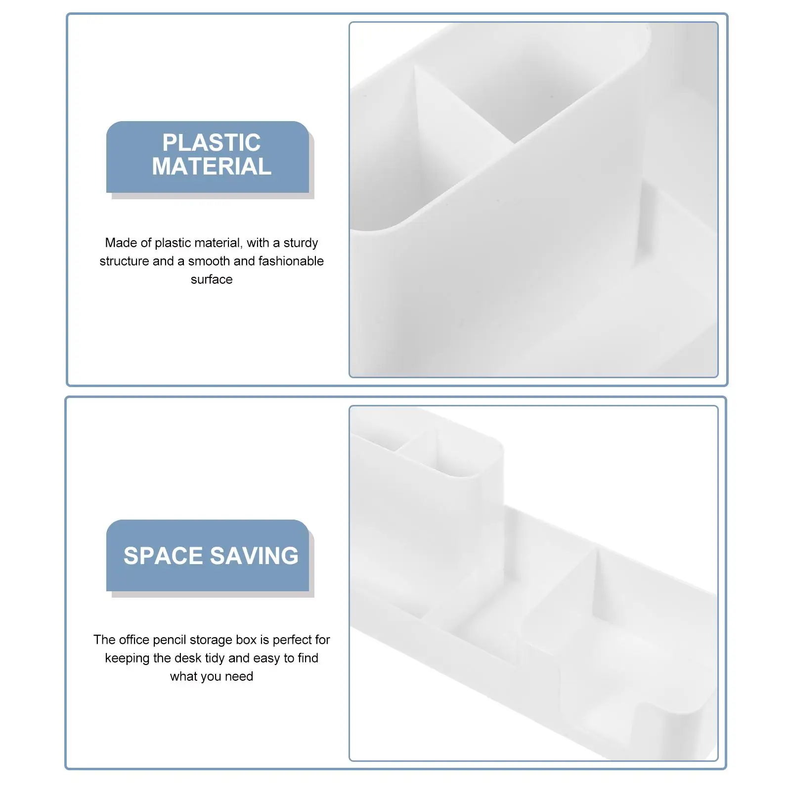 White Office Desk Organizer Note Storage Box Pen Holder Pencil Tray Manager Stationery Supplies Container Large Capacity Privacy