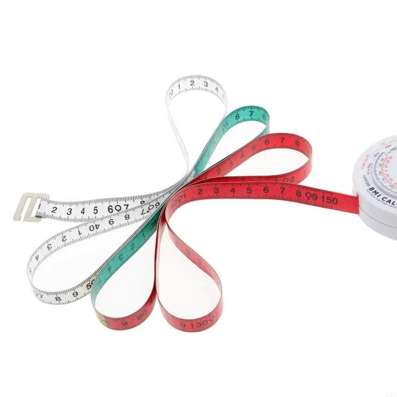 E1PC BMI Body Mass Index Retractable Tape 150cm Measure Calculator Diet Weight Loss