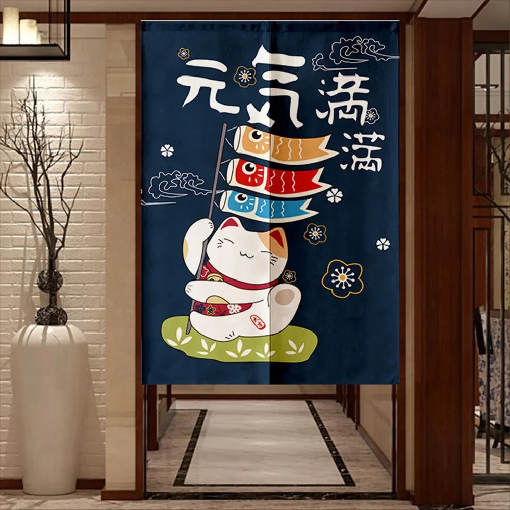 

Cartoon Door Curtain Lucky Cat Decoration Fengshui Curtain Kitchen Bedroom Restaurant Noren Doorway Hanging Drapes Home Textiles