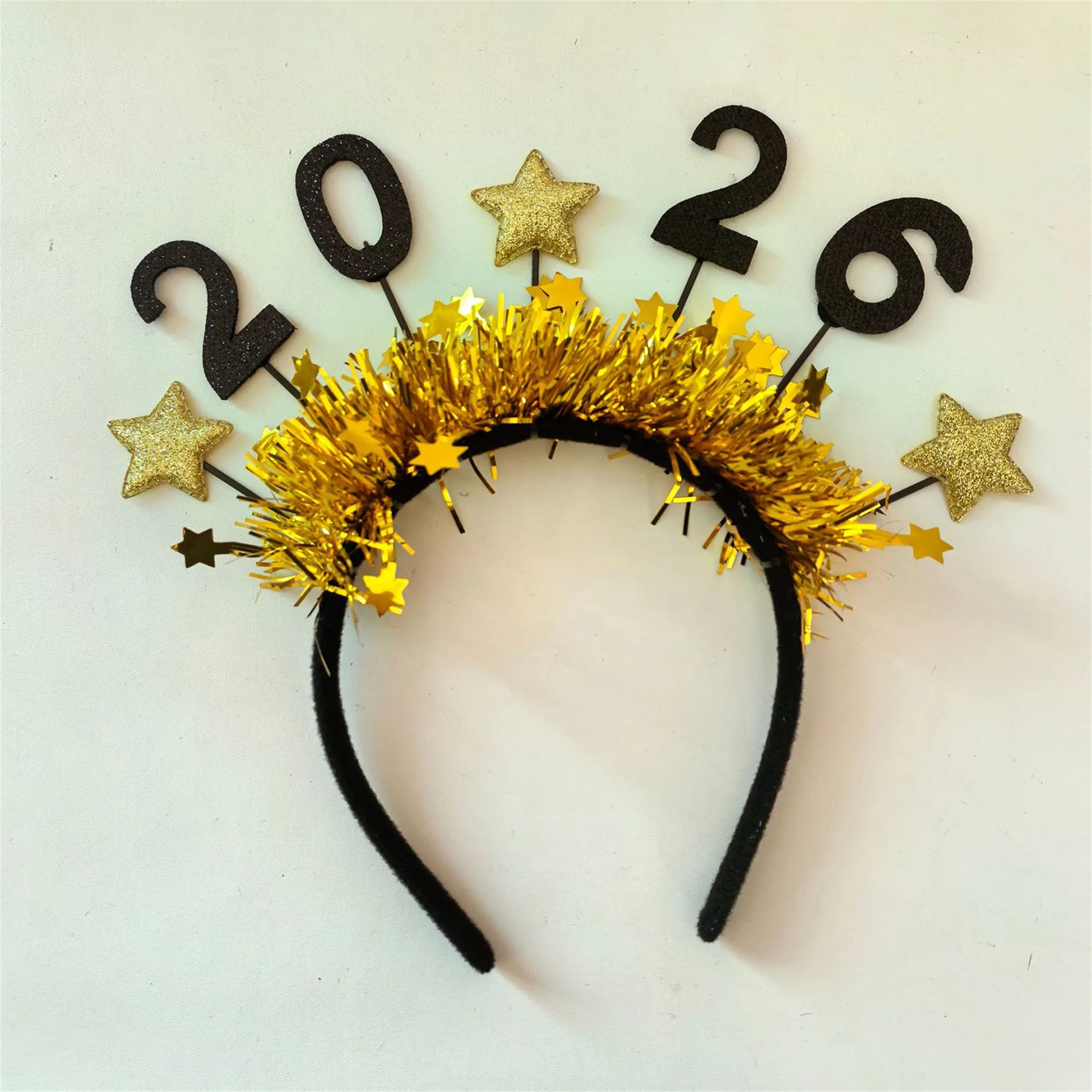 Bandeau scintillant pour le Nouvel An 2026 avec motif d'étoiles scintillantes - Accessoire pour cheveux festif pour la célébration du Nouvel An