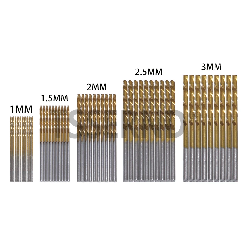 50pc Titanium Plated Twist Drill Set 1-3mm Small Drill Bit Electric Drill Drill Tool DIY Woodwork Drill and Open Drill Bit