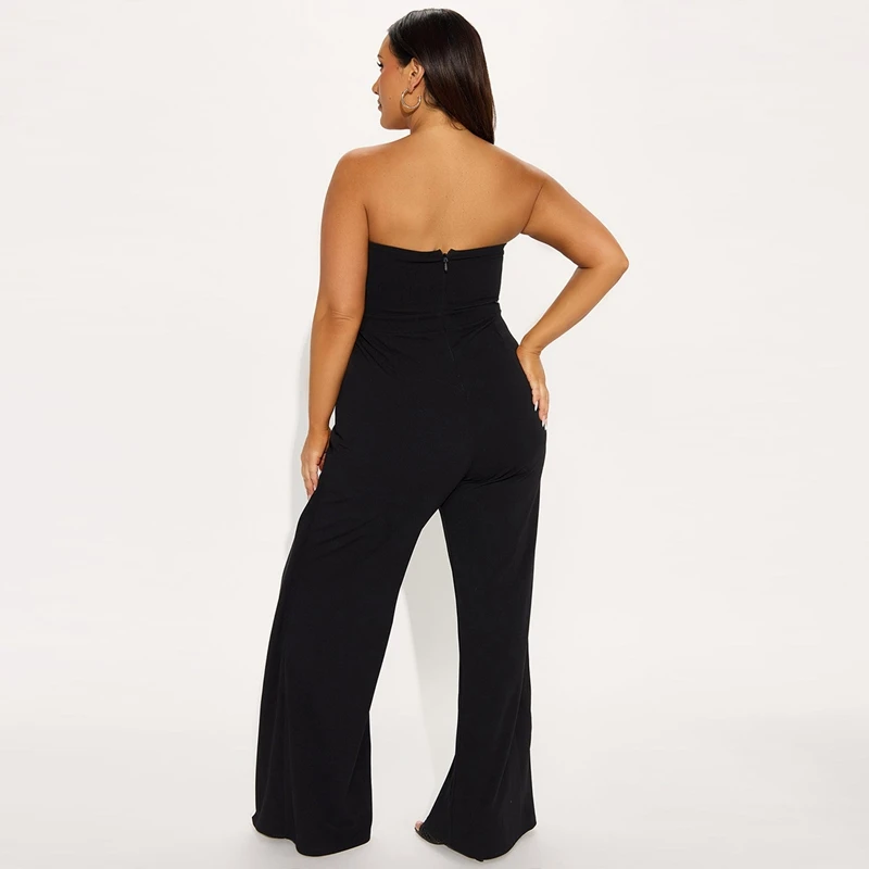 STYLISH LADY Contrast Color Patchwork Elegant Jumpsuits 2025 Summer Women Sleeveless Strapless OL Party Wide Leg Overalls